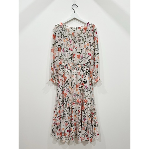 Eliza J Floral Long Sleeve Tiered Midi Dress - Picture 6 of 8